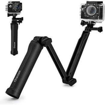 Gizcam Selfie Stick/ Palo o Brazos Plegables de Múltiples Funciones 3 Way Montaje de Trípode Soporte Portátil y Extensible Accesorio Profesional Ajustable para GoPro Hero4 3+3/2/1 y Cámaras Deportivas de Sj4000 sj5000 Xiaoyi（Negro）