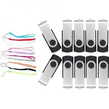 Pendrive 2GB 10 Piezas Económico Memorias USB 2.0 - Negro Kit de Pen Drive 2 GB Práctica y Portátil Giratoria Unidad Flash USB - FEBNISCTE Almacenamiento Datos Externo Llave USB Regalos Promocionales