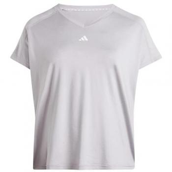 Camiseta de Manga Corta Adidas Aeroready Train Essentials Minimal Branding V-Neck Plus Size para Mujer, Color Gris, Talla 4X