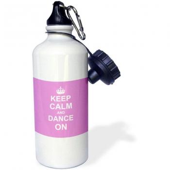 3dRose WB _ 157705 _ 1 Keep Calm And on-Carry de danza dancing-gifts para dancers-girly rosa Fun Funny Humor Humor deportes botella de agua, 21 oz, blanco
