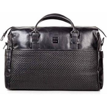 Cinque Bolsa de cuero de Viaje Weekender Negro