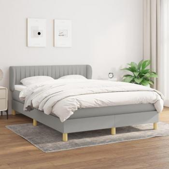 Cama box spring de muelles con colchón gris claro 140x200 cm Tela