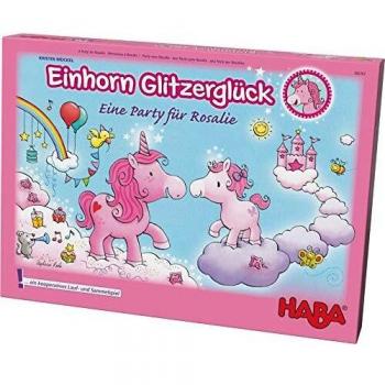 HABA- Einhorn Glitzerglück - una Fiesta para Rosalie, Encantador Juego de colaboración para 2-4 Jugadores de 4-99 años, con Reglas Sencillas para una diversión rápida.