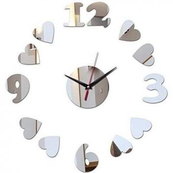 Da Wu Jia arte moda de pared Reloj Viviente Espejo acrílico 3d modernos relojes de pared Reloj adhesivo de bricolaje, oro