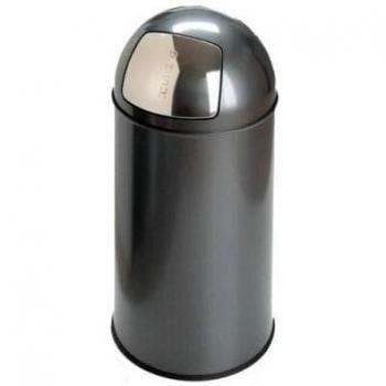Cubo de basura de chapa de acero EKO con tapa de empuje push 40 L gris mate