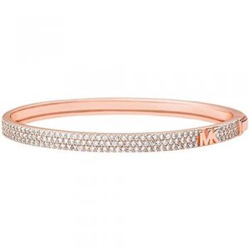 Michael Kors Elegant 14K Rose Gold-Plated Sterling Silver Pave Logo Bracelet for Women