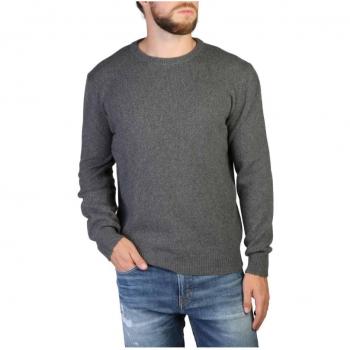 Suéter de cachemira 100% gris con cuello redondo para hombre