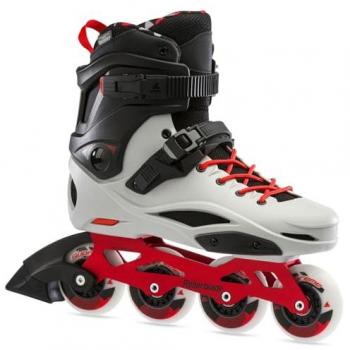 Rollerblade Patines en Línea Unisex RB PRO X Gris-Rojo con ruedas de 80 mm, sistema de cierre micrométrico, bota cómoda y transpirable, chasis de aluminio y rodamientos ABEC 7