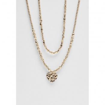 Textured Heart Gold Necklace Set of 2