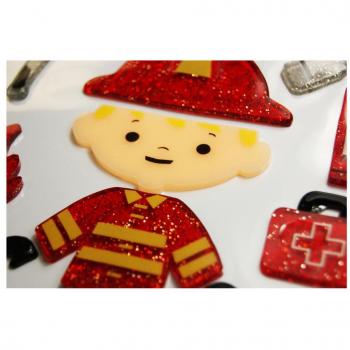 Pegatinas gel deco bombero Global Gift rojo