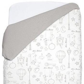 Petit Lazzari Garabato - Funda nórdica reversible para cuna de 60 x 120 cm, diseño Romántico, color gris