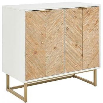 Aparador escandinavo blanco y madera clara MDF 2 puertas con estantes solución de almacenamiento dormitorio Alaska