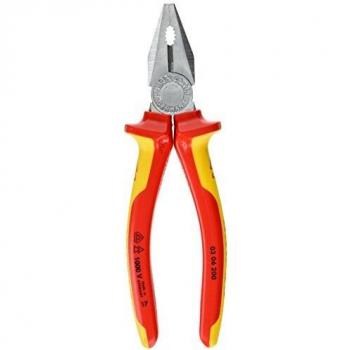 Knipex 03 06 200 SB Combination Plier with Insulated Handles in Blister Packaging, Yellow/Blue/Silver, 200 mm