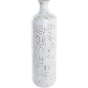 Jarrón de metal blanco estilo oriental, 17x17x56 cm