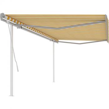 Toldo retráctil manual Dia e Noite con varas amarillas y blancas 5x3,5 m