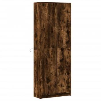Aparador con LED de madera ingeniería en roble ahumado 74x32,5x200 cm
