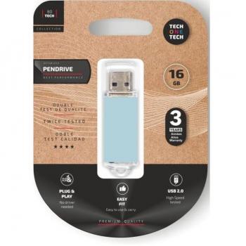 Memoria Flash USB 16GB Tech One Tech Basic 2.0 Azul Cielo