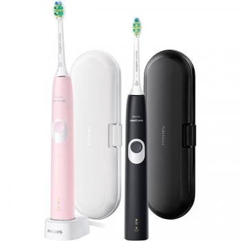 Cepillo dental eléctrico sónico Philips Sonicare ProtectiveClean 4300 HX6800/35, 2 unidades, color negro y rosa