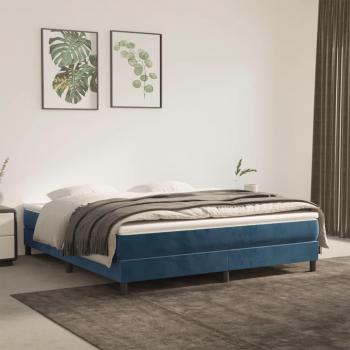 Cama box spring suave con colchón azul oscuro 160x200 cm en terciopelo Vidaxl