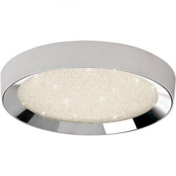 Plafón de techo empotrado Fusion cromo brillo 1 bombilla 7,5cm, redondo, 40W LED sintonizable 3000-6500K, 1920lm, incluye control remoto y fabric