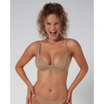 Sloggi Body Adapt Wireless Bra - Women's Molded Bralette in Nostalgic Brown, XL Plus