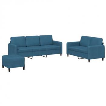 Conjunto de sofá de terciopelo azul 3 piezas