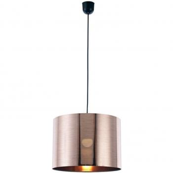 Lámpara colgante Dako Black de 1 bombilla E27, pantalla cilíndrica de cobre metálico, dimensiones 32,5 cm x 25 cm