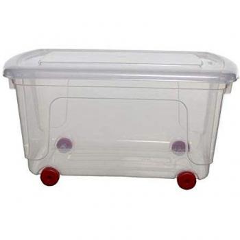 Cubo de 45l Base de almacenamiento transparente con ruedas 61 x 32 cm x 38 cm