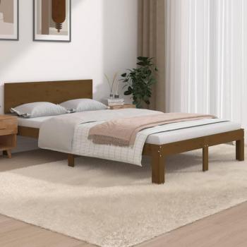 Cama doble pequeña de madera maciza miel 120x190 cm