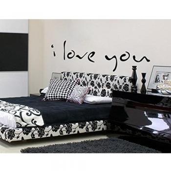 Vinilo decorativo para pared n.º 411 i love you2. Color: berenjena. Dimensiones: 90 x 340 cm
