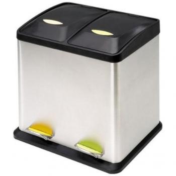 Arregui Step Bin CR705-30L Cubo de Basura y Reciclaje con Pedal, de Acero Inoxidable, con 2 Cubos Interiores, 2 x 15L