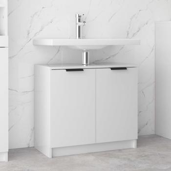 Mueble de baño blanco pulido 64,5x33,5x59 cm madera multicapa