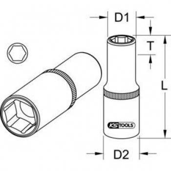 Llave de cubo KS Tools 3/8 hexagonal larga 9/16