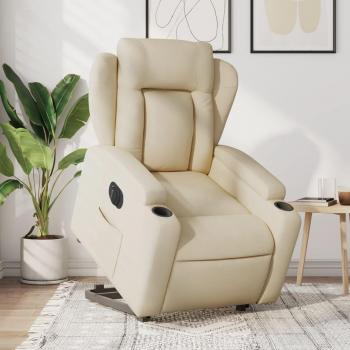 Sillón eléctrico reclinable y elevable en tela color crema vidaXL