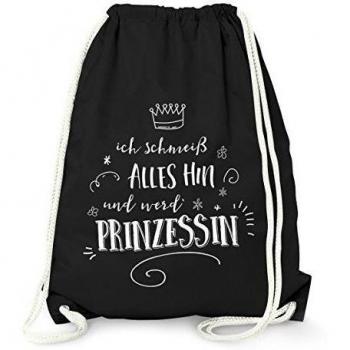 'witziger Turn Bolsa Ich schmeiß Alles Hin y werd Princesa Sprüche Alemán Turn de bolsa gymbag Moon Works®, color negro, tamaño talla única