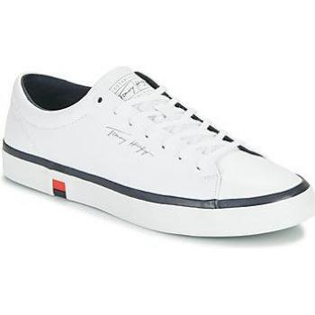 Tommy Hilfiger Men's White Sneakers EU43/US10, Polyester with Contrast Details and Logo