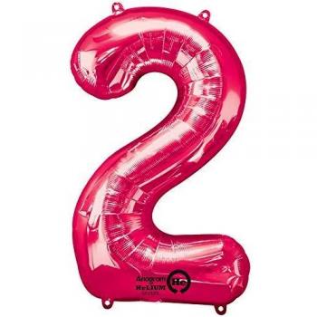 Amscan Number 2 Super Shape Foil Balloon, Pink  ,22x33