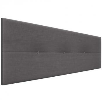 Cabecero Tapizado de Lino Natural con Botones y Patas de Madera - 145x105cm (Camas 135/140) - Gris Oscuro