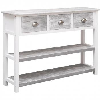 Aparador de madera maciza de Paulownia gris envejecido 108x30x76 cm