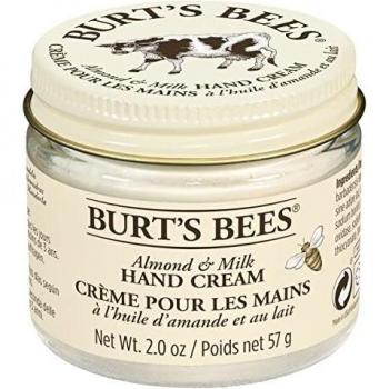 Burt's Bees® Crema de manos hidratante 99% natural con almendras y leche, tarro de 56,6 gramos