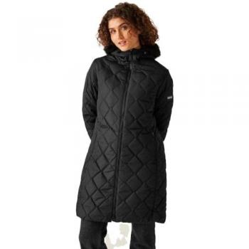 Regatta Women's Fritha III Insulated Parka Jacket, Water-repellent, Faux Fur Hooded, Longline Full Zip Padded, Color: Black, Size: 10-12