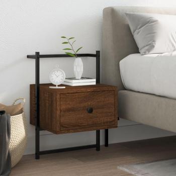 Mesita de noche de pared de Roble Marrón 35x30x51 cm madera multicapa vidaXL