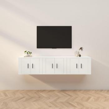 Mueble para TV de pared vidaXL 3 uds blanco 57x34,5x40 cm, Mueble de salón, Mesa de TV