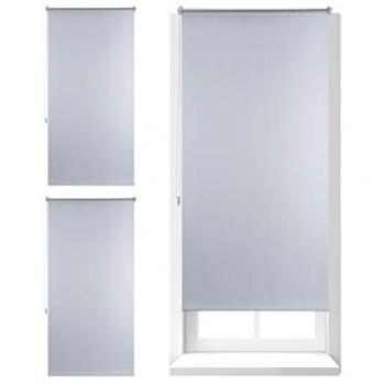 Set de 3 Estores Opacos Térmicos Sin Taladrar 80x165 cm, Cortinas Enrollables, Aluminio-Plástico, Color Blanco