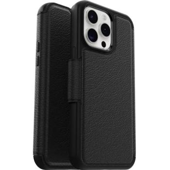 OtterBox Strada Folio de Cuero MagSafe para iPhone 15 Pro Max, Resistente a Golpes y Caídas, con Dos Slots para Tarjetas, Negro