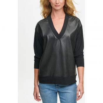 DKNY Jersey de mujer relajado y manga larga