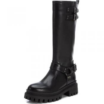 Bota de mujer XTI 143005 negra con cierre de cremallera, estilo motera, talla 41