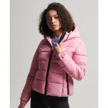 Superdry Women's Hooded Spirit Sports Puffer Jacket, Pink, L