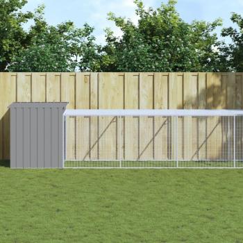 Gallinero con corral acero galvanizado gris claro 110x609x110cm