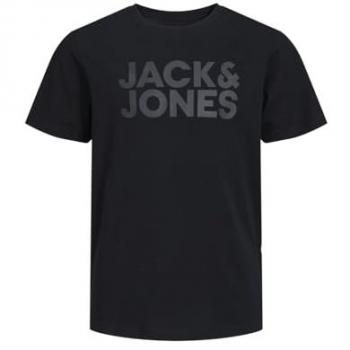 Camiseta básica de niño Jack & Jones gris con logo JJ ajuste regular